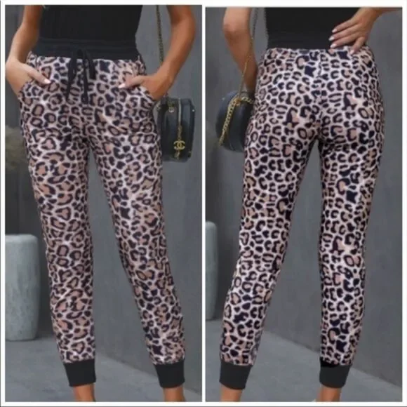 Leopard Animal Print Joggers - Women’s XL - Picture 1 of 8